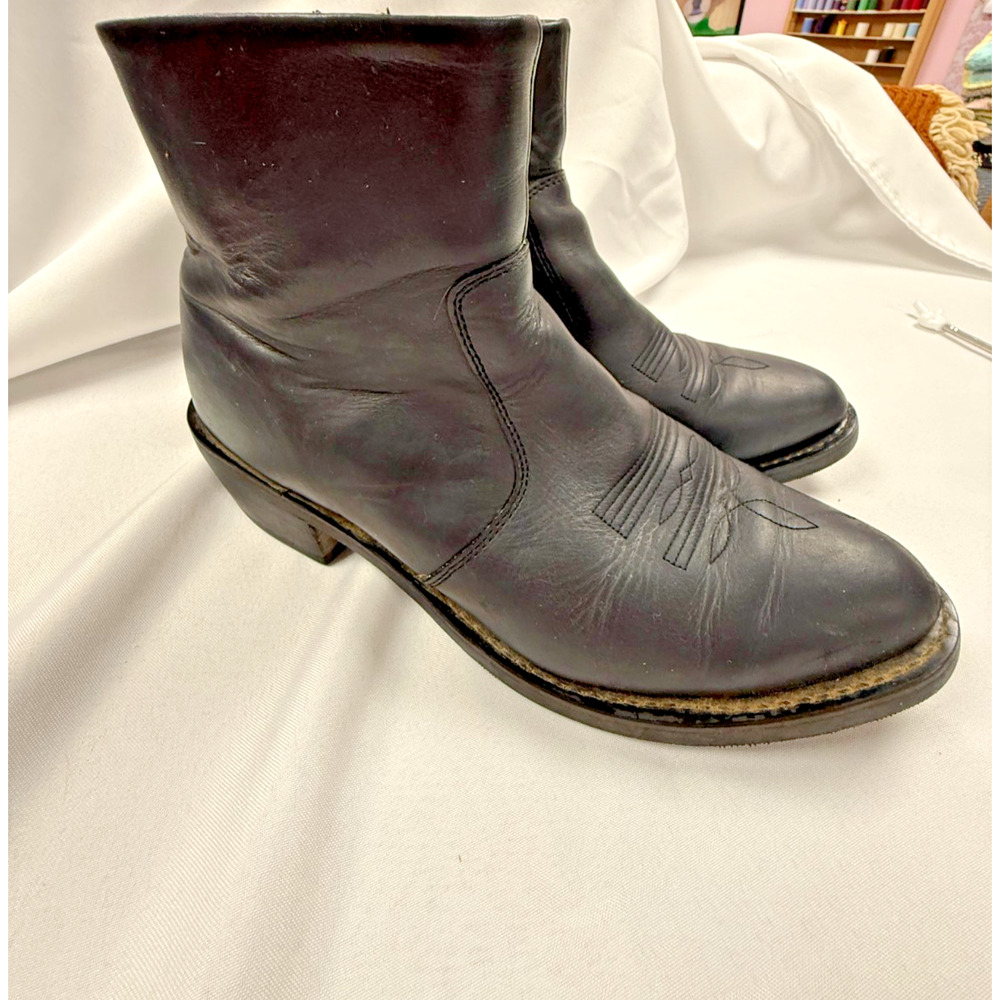 Durango TR820 Black Leather 7in Western Cowboy Boots Side Zip Riding Men 10.5D